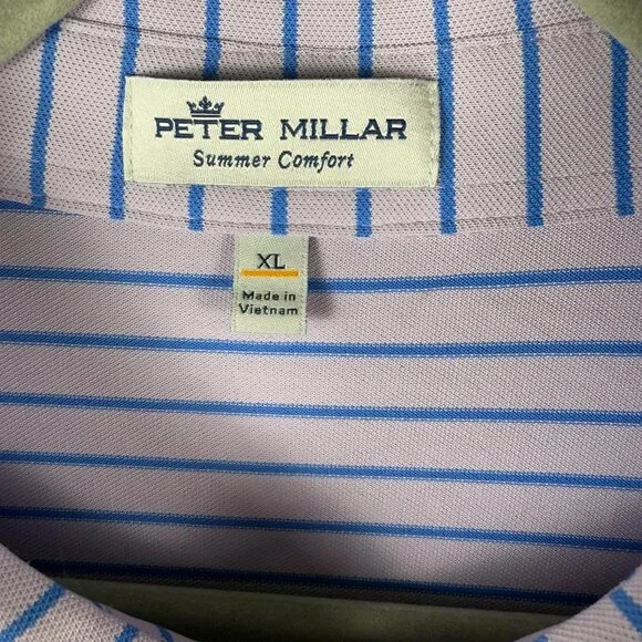 Peter Millar Summer Comfort Performance Golf Polo Purple Blue Stripe XL - Picture 2 of 5